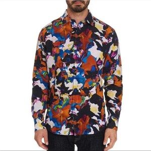 Robert Graham Fantasy Florals 100% Linen Button Up Shirt Size XS